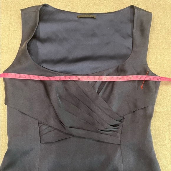 [6] Elie Tahari Dress Silk Blue Sleeveless Scoop Neck Pleat Bodice Sheath - Picture 5 of 10